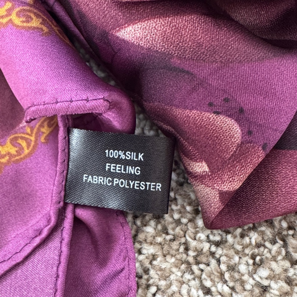 Luxurious Purple Floral Silk-Feel Scarf - Picture 2 of 3